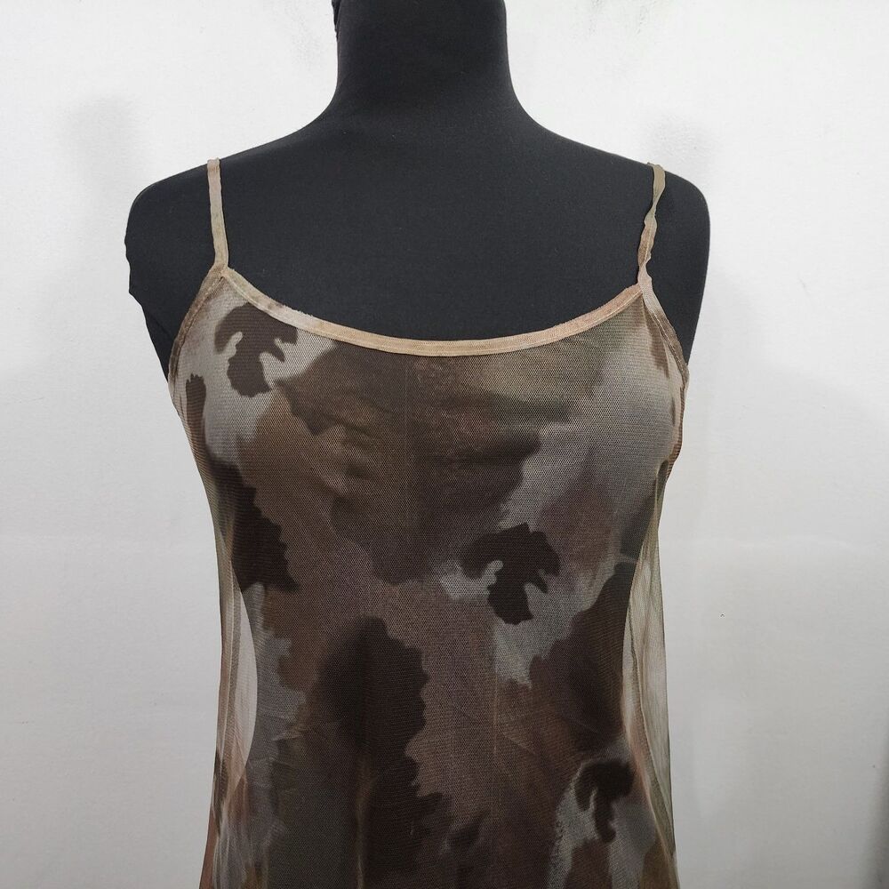 Sheer Mesh Camo-print Sleeveless midi dress Stretch Womens Size S/M - Picture 12 of 16